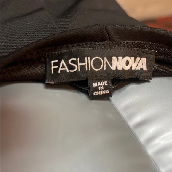 Fashion Nova Black One-Shoulder Mesh Romper - Picture 3 of 3